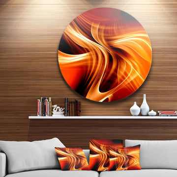 Orange Abstract Warm Fractal Design - Abstract Circle Metal Wall Decor